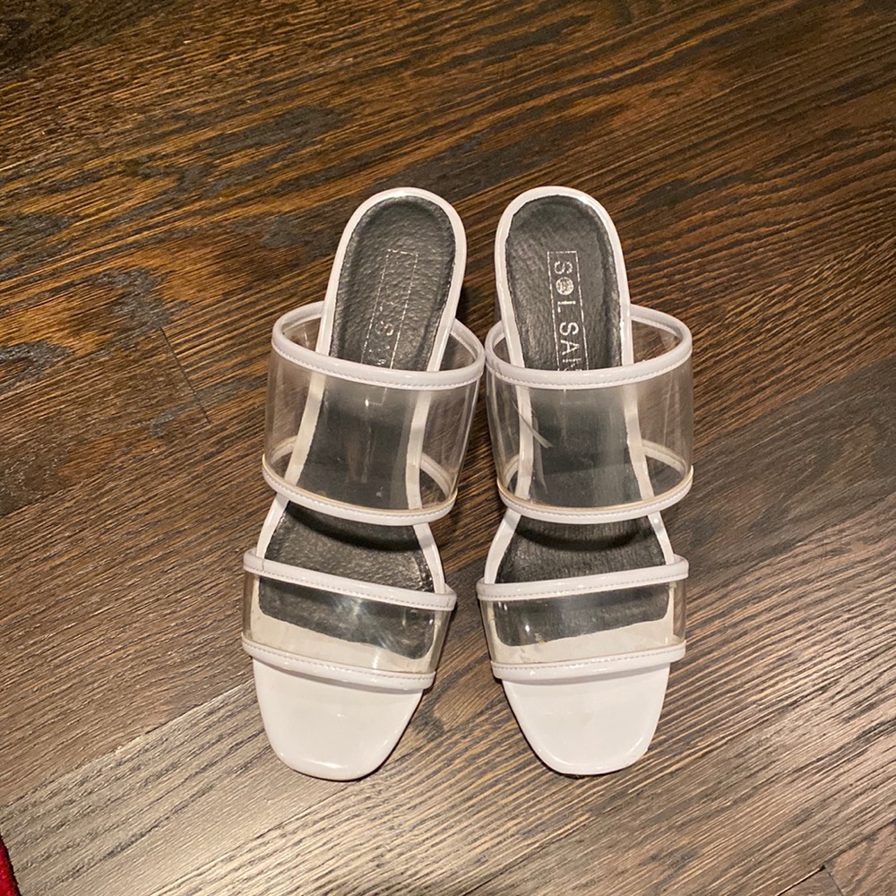 Sol Sana PVC white patent leather sandals